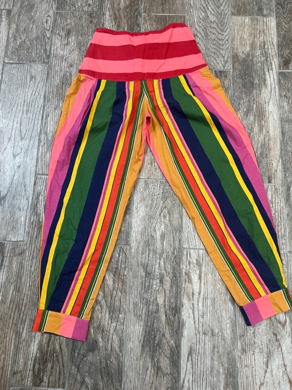 Farm Rio Linen Blend Multicolor Stripe Pants boho size XS - Picture 7 of 7